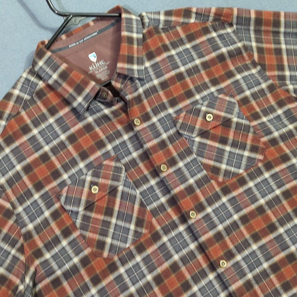 Kuhl Shirt Men's XL Red Plaid Dillingr Flannel Long Sleeve Button Down
